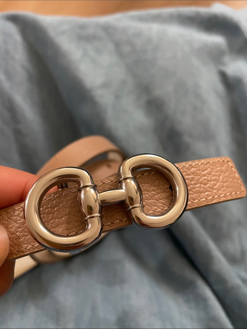 Edited Pieces Reversible Horsebit Belt In Beige And White With Silver Buckle — image 7 of 7